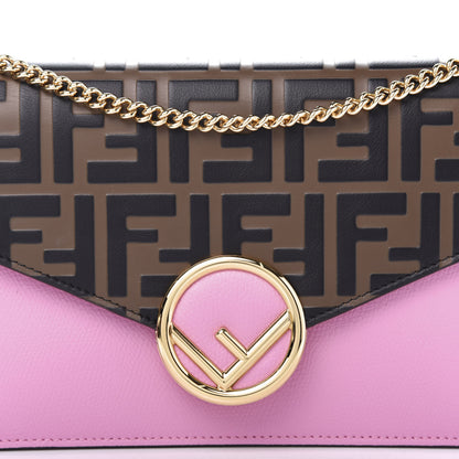 Fendi Vitello Cruise F is Fendi Bi-Color FF 1974 Embossed Medium Envelope Wallet On Chain Maya Black Lollypop 10 of 10