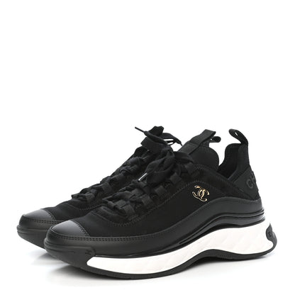 Chanel Velvet Calfskin Mixed Fibers CC Sneakers 37 Black 3 of 8