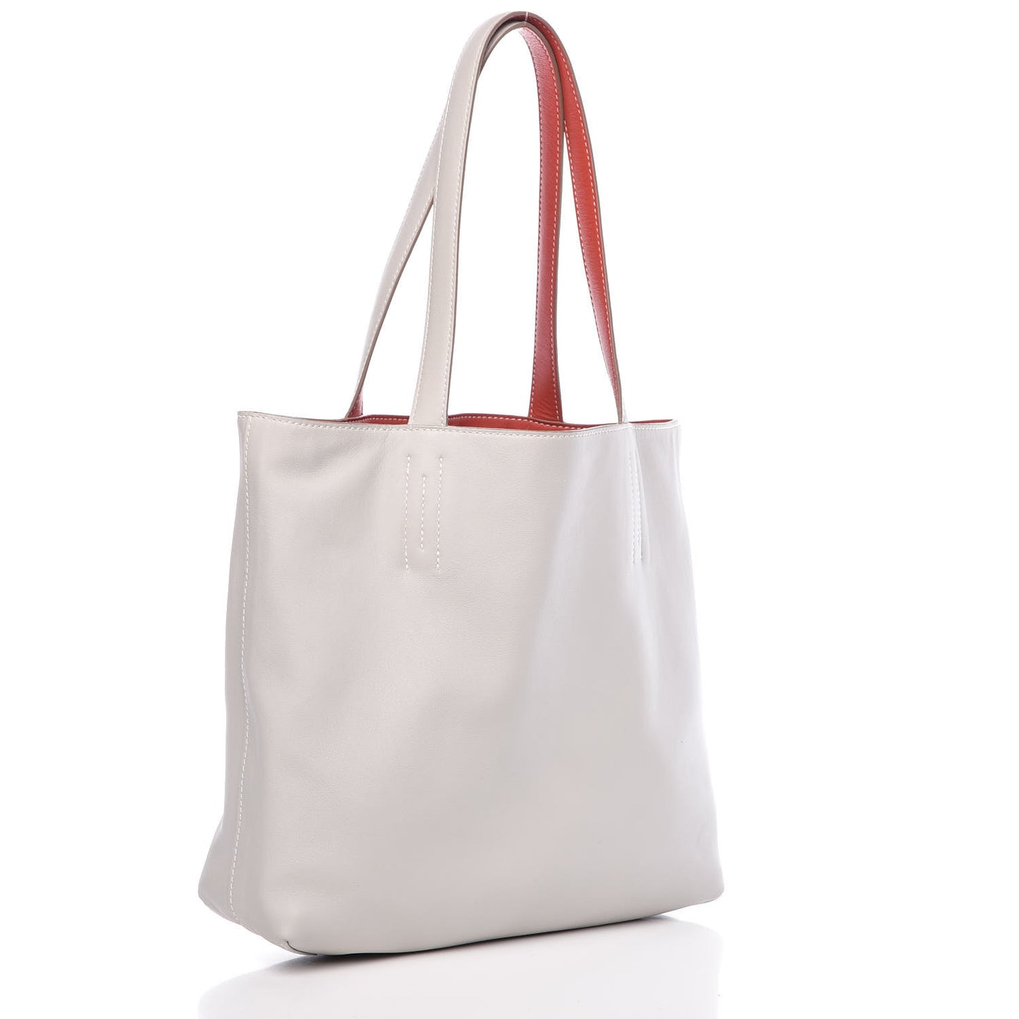 Veau Sikkim Double Sens 30 Reversible Tote Gris Perle Capucine