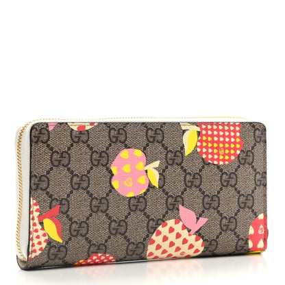 Gucci GG Supreme Monogram Les Pommes Zip Around Wallet Beige Multicolor Mystic White 3 of 9