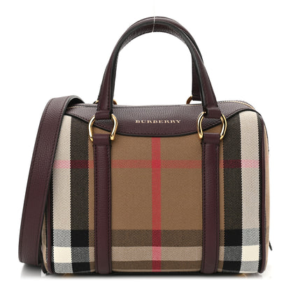 Burberry House Check Derby Calfskin Small Alchester Bowling Bag Mahogany Red 1 of 9