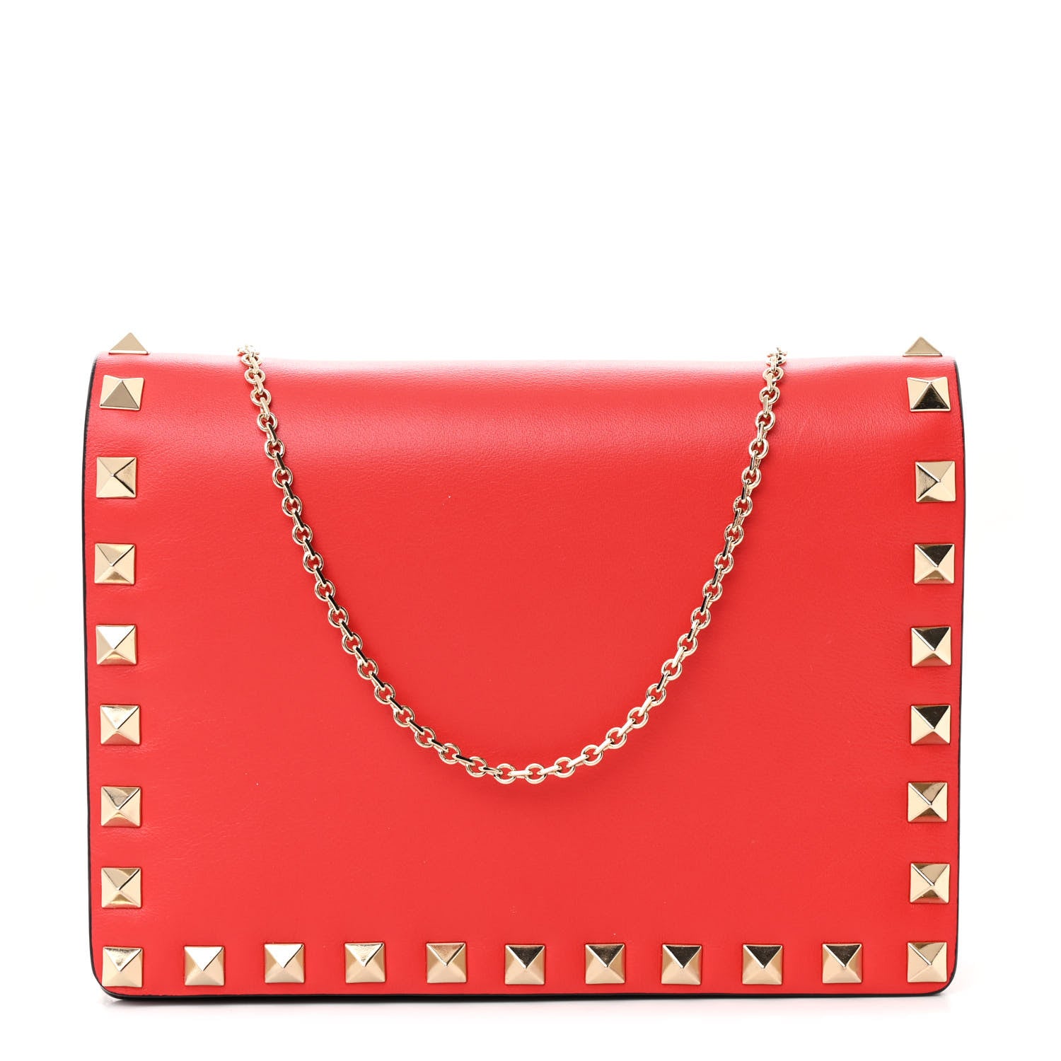 Valentino Garavani Vitello Rockstud Wallet On Chain Rouge Pur 1 of 11