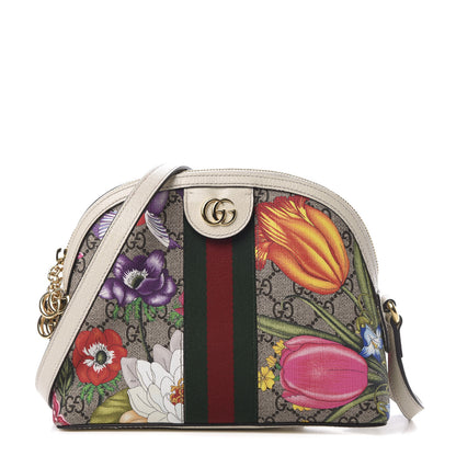 Gucci GG Supreme Monogram Flora Web GG Small Ophidia Dome Shoulder Bag White 1 of 14