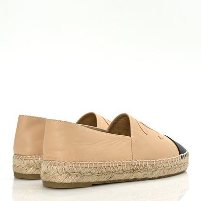 Chanel Lambskin CC Espadrilles 37 Beige Black 4 of 8