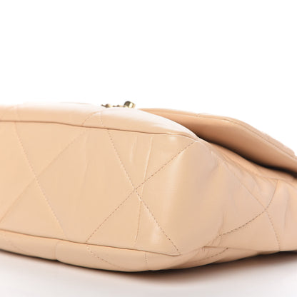 Chanel Shiny Goatskin Quilted Large Chanel 19 Flap Beige 7 of 10