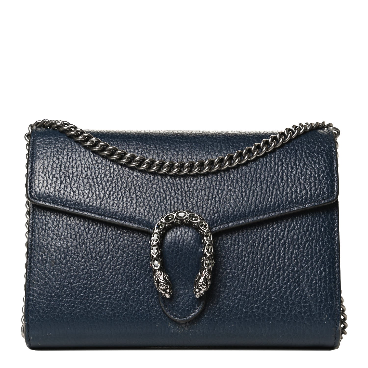 Gucci Dollar Calfskin Crystal Mini Dionysus Chain Wallet Blue Agata Black Diamond 1 of 12