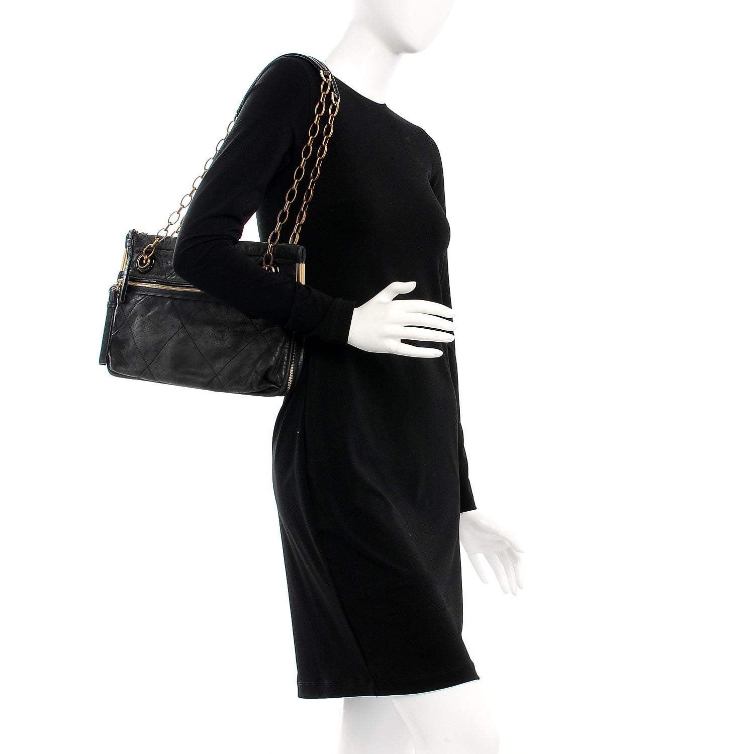 Lanvin Lambskin Quilted Medium Amalia Shoulder Bag Black 2 of 10