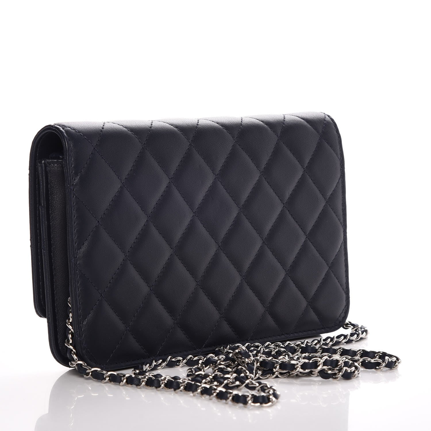 Chanel Lambskin Quilted Golden Class Wallet on Chain WOC Navy 3 of 9