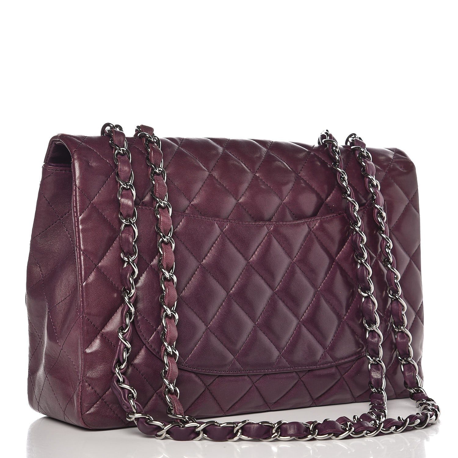 Chanel Lambskin Quilted Jumbo Single Flap Dark Violet 3 of 14