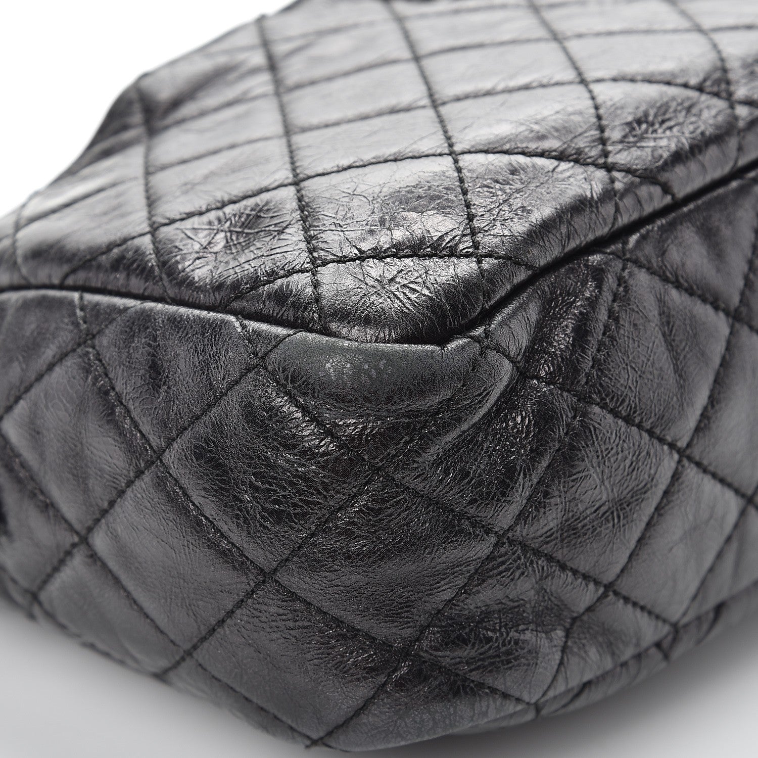 Chanel Metallic Aged Calfskin Quilted Medium Reissue Camera Case Black 9 of 12