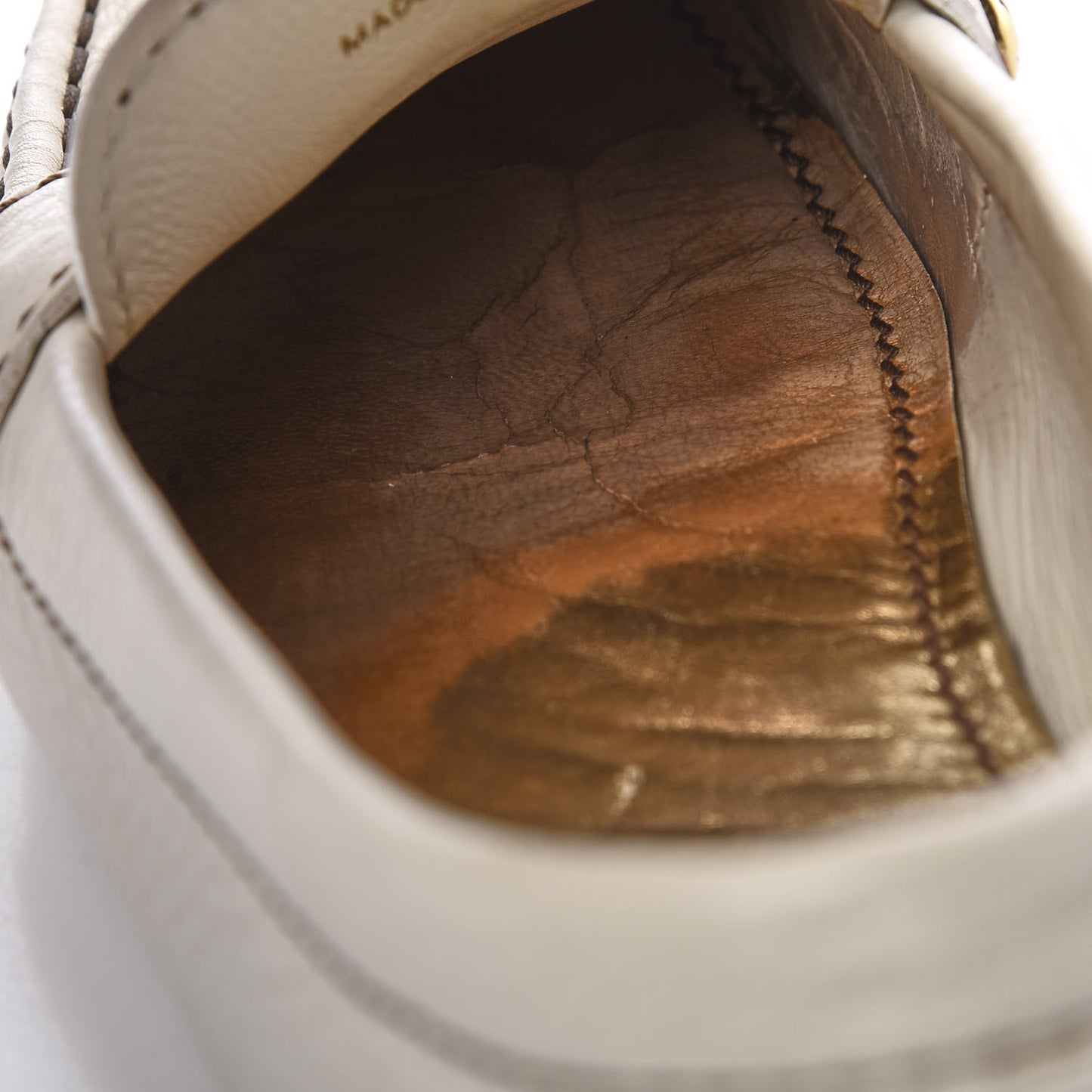 Grained Calfskin Oxford Loafers 38.5 White