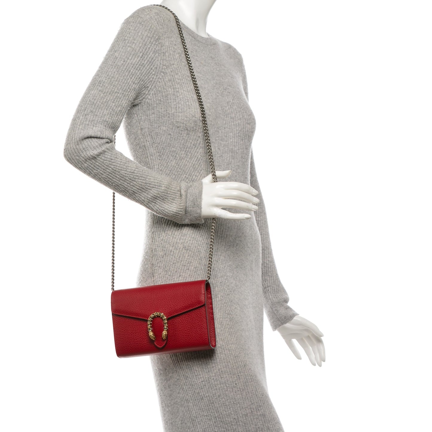 Calfskin Mini Dionysus Chain Wallet Hibiscus Red