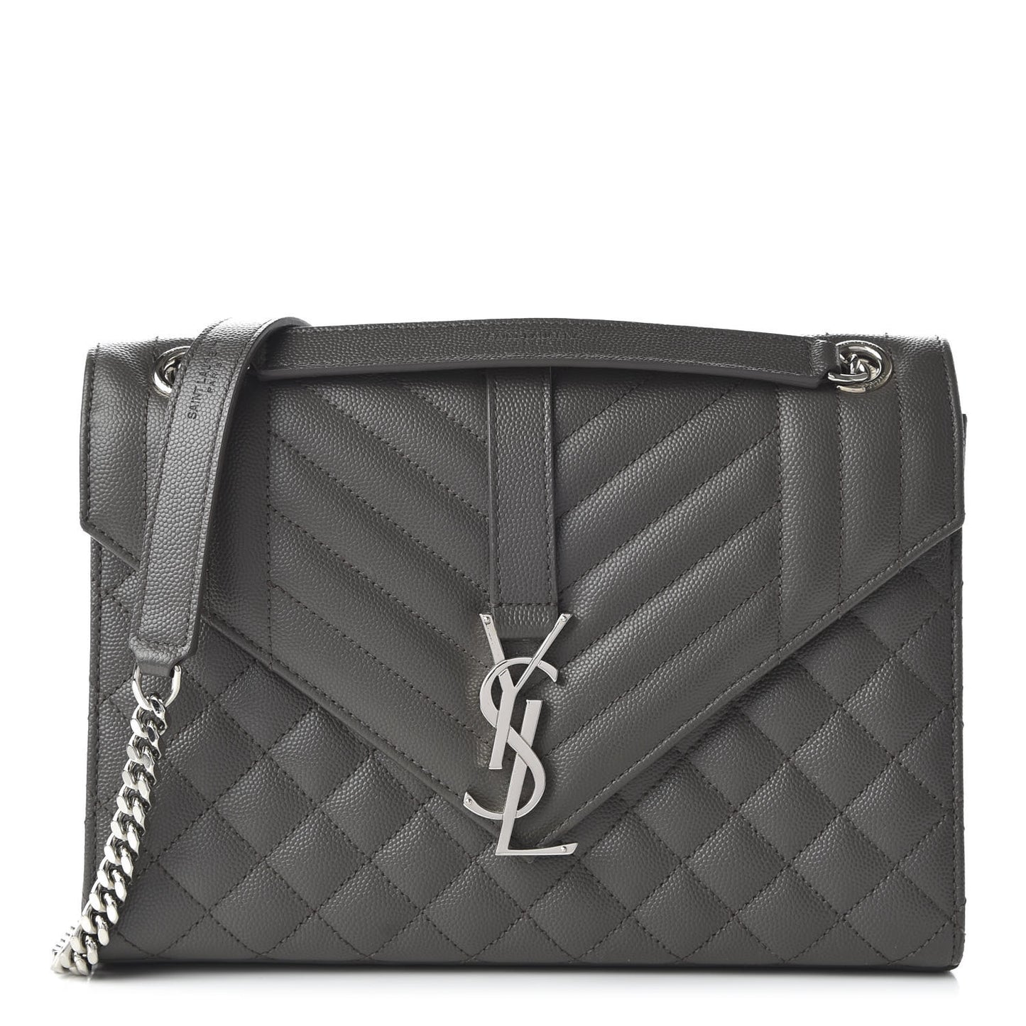 Grain De Poudre Textured Mixed Matelasse Medium Triquilt Monogram Satchel Earth