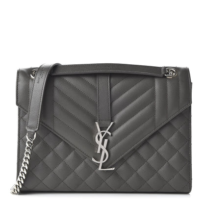 Saint Laurent Grain De Poudre Textured Mixed Matelasse Medium Triquilt Monogram Satchel Earth 1 of 10