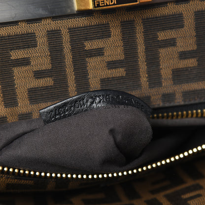 Fendi Goatskin Zucca Large Peekaboo Iconic Satchel Black Tobacco 8 of 14