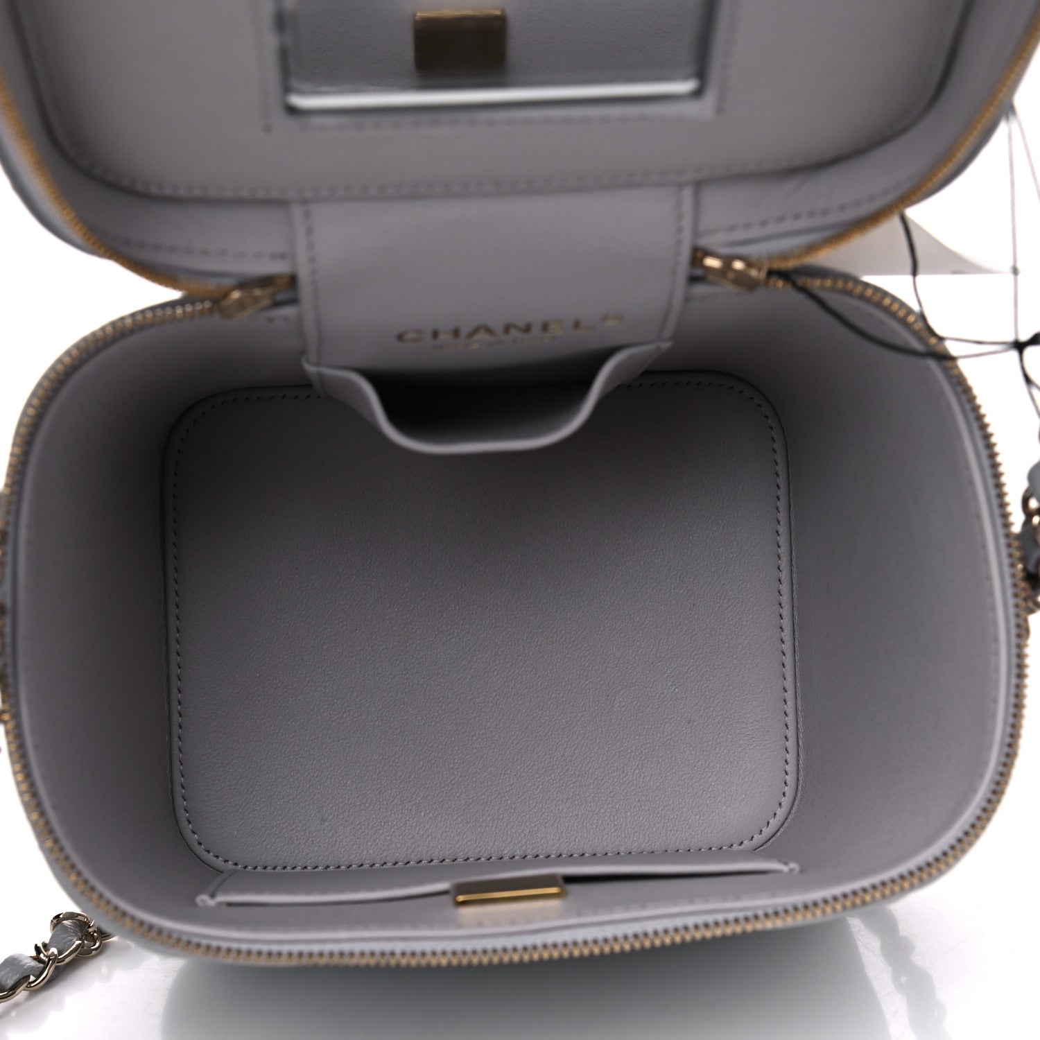 Chanel Caviar Quilted Small Top Handle Vanity Case With Chain Grey 4 of 4
