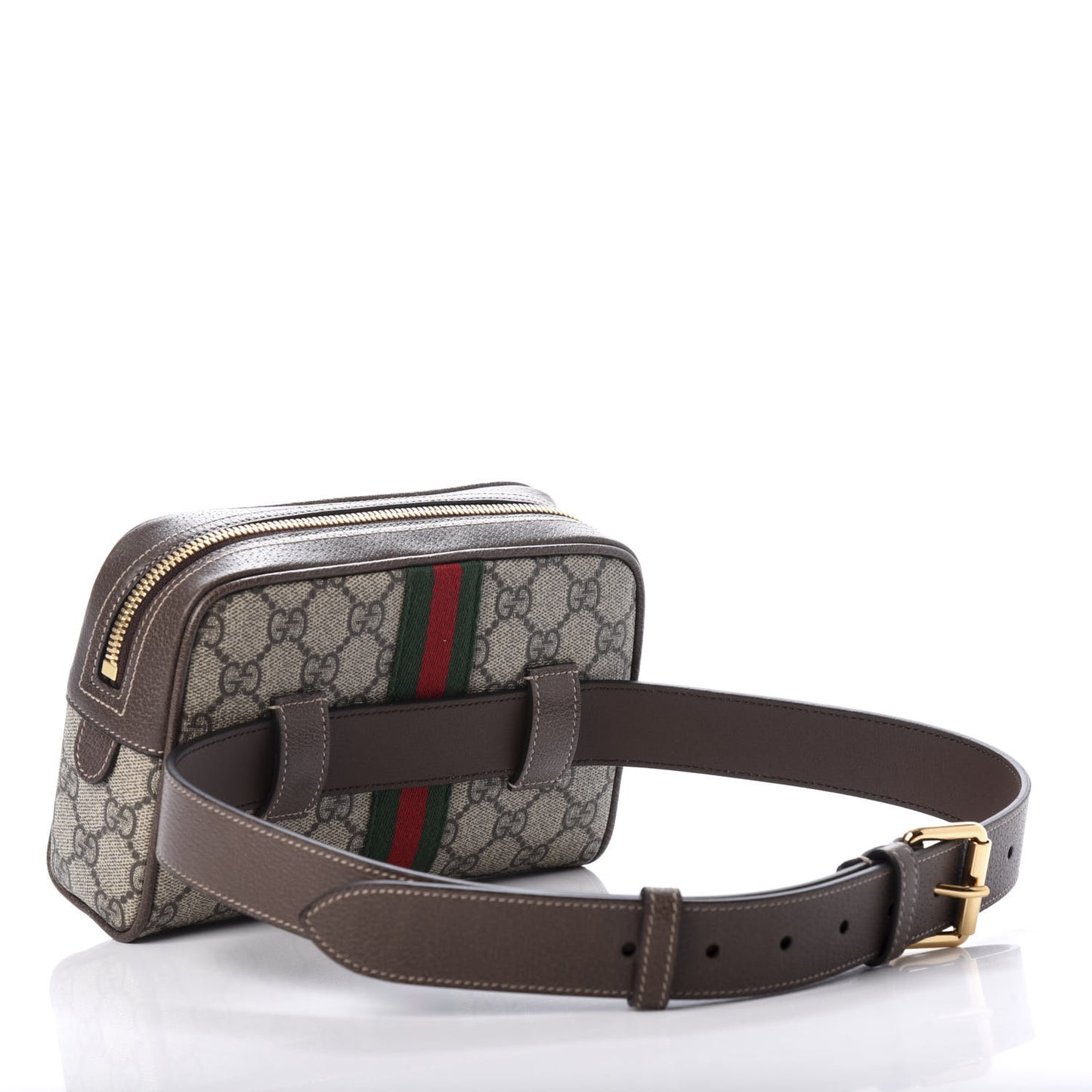 GG Supreme Monogram Web Small Ophidia Belt Bag 75 30 Dark Brown