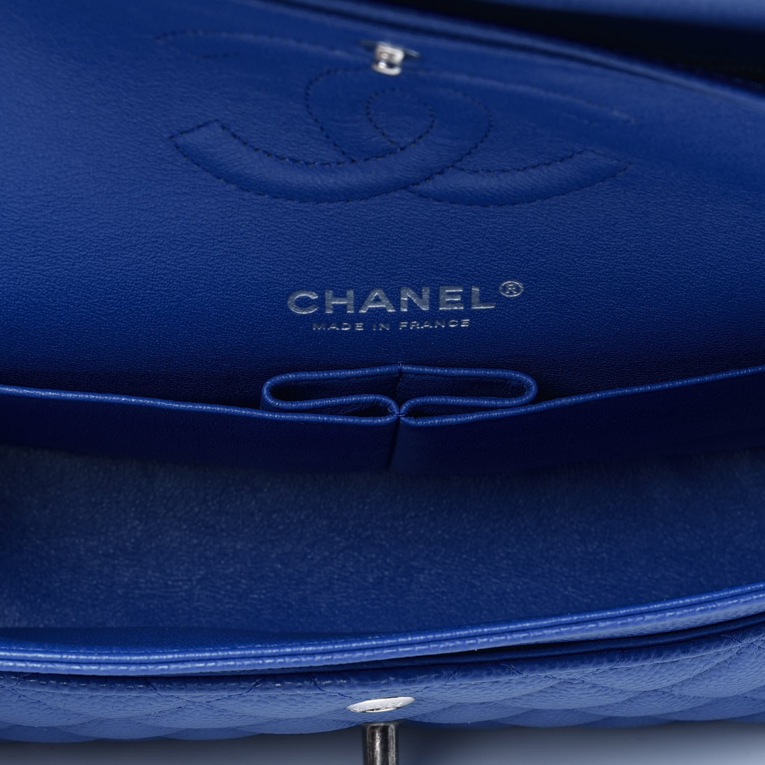 Chanel Caviar Quilted Medium Double Flap Blue 5 of 13