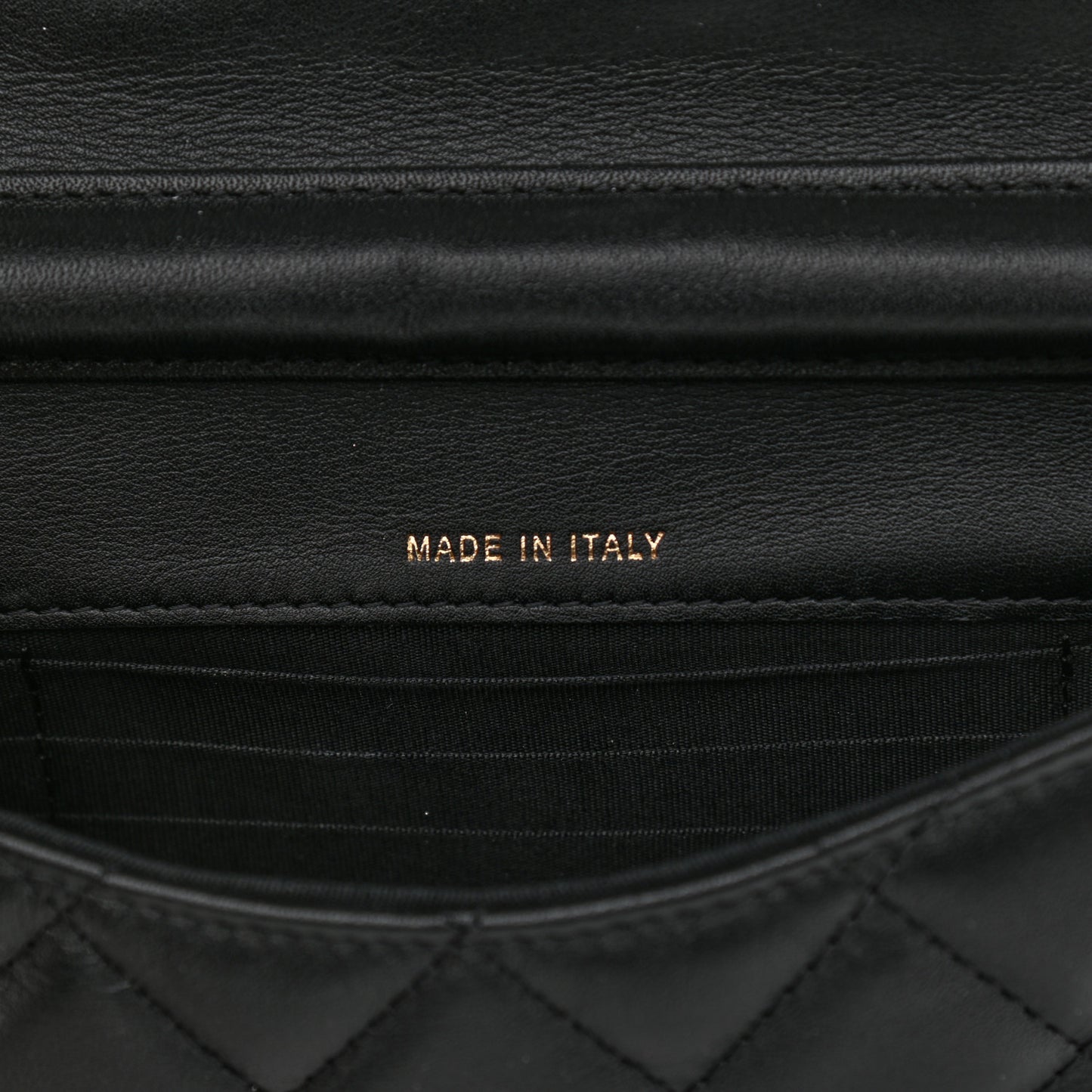 Calfskin Quilted Coco Mail Clutch With Chain Black