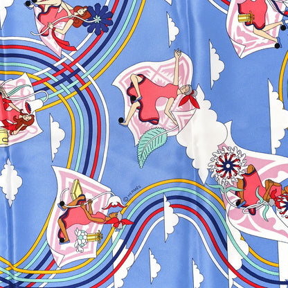 Hermes Silk Carres Volants Scarf 70 Bleu Myosotis White 4 of 5
