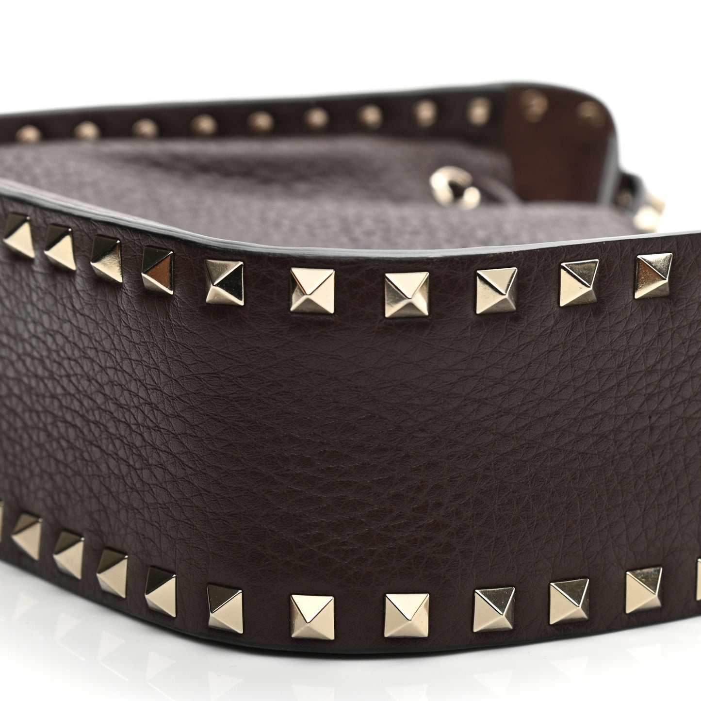 Grained Calfskin Rockstud Bucket Bag Rubin