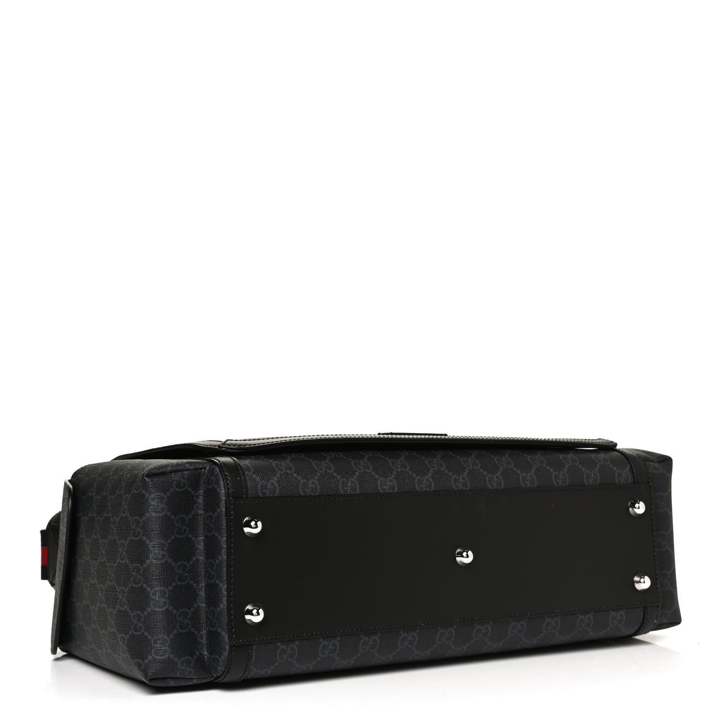 GG Supreme Monogram Web Messenger Diaper Bag Black Grey