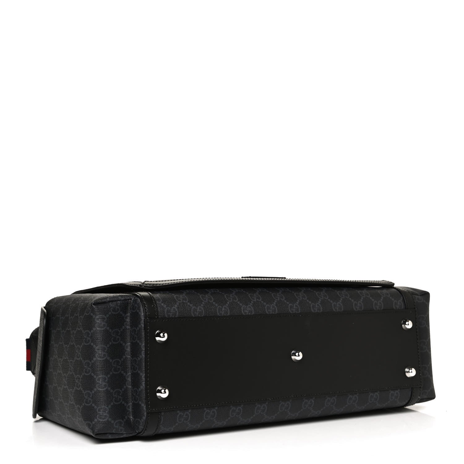 Gucci GG Supreme Monogram Web Messenger Diaper Bag Black Grey 3 of 13