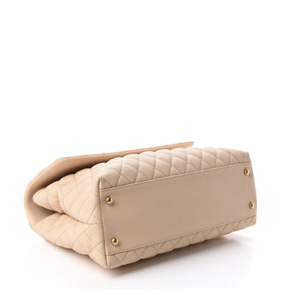 Chanel Caviar Quilted Medium Coco Handle Flap Beige 4 of 16