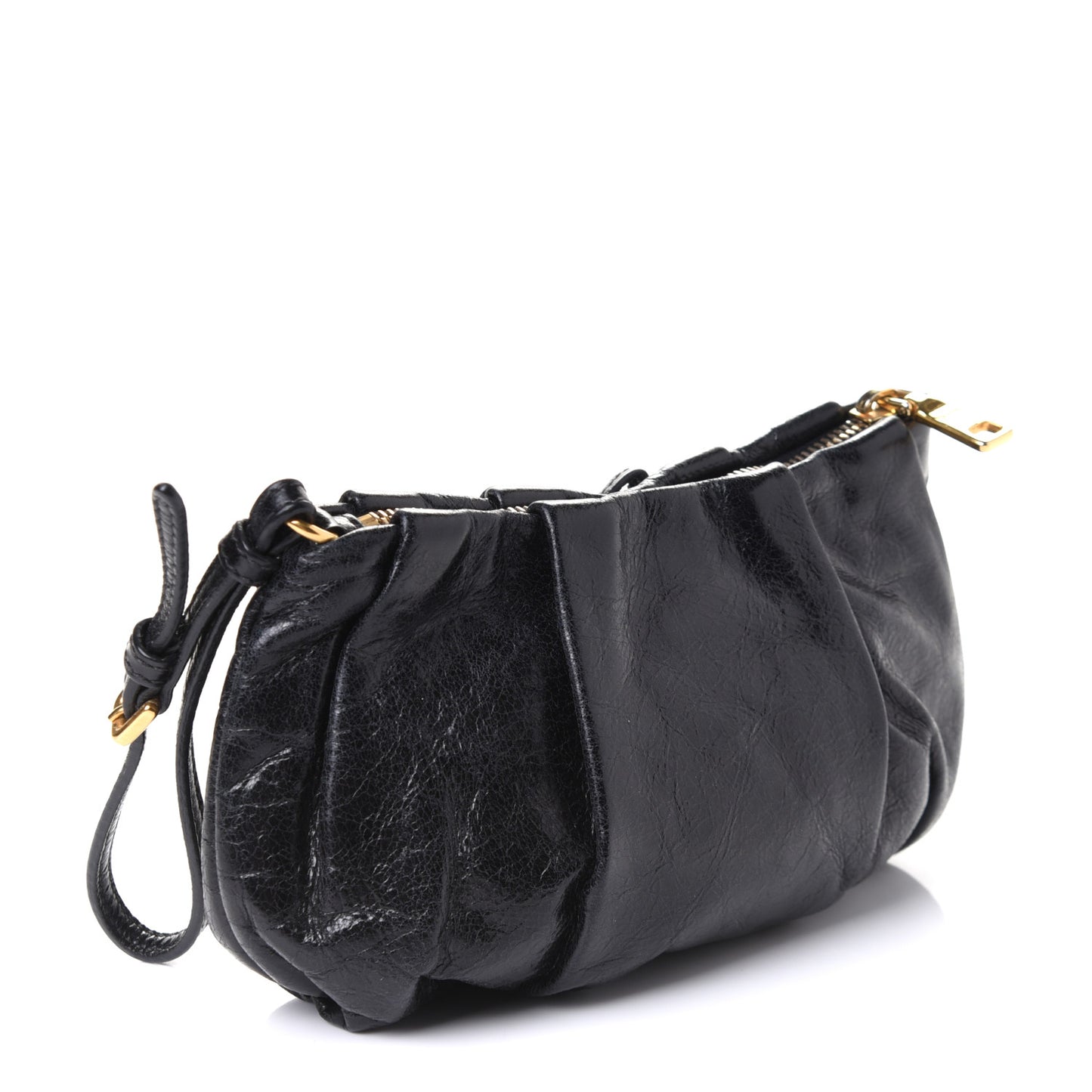 Vitello Shine Mordore Wristlet Clutch Black