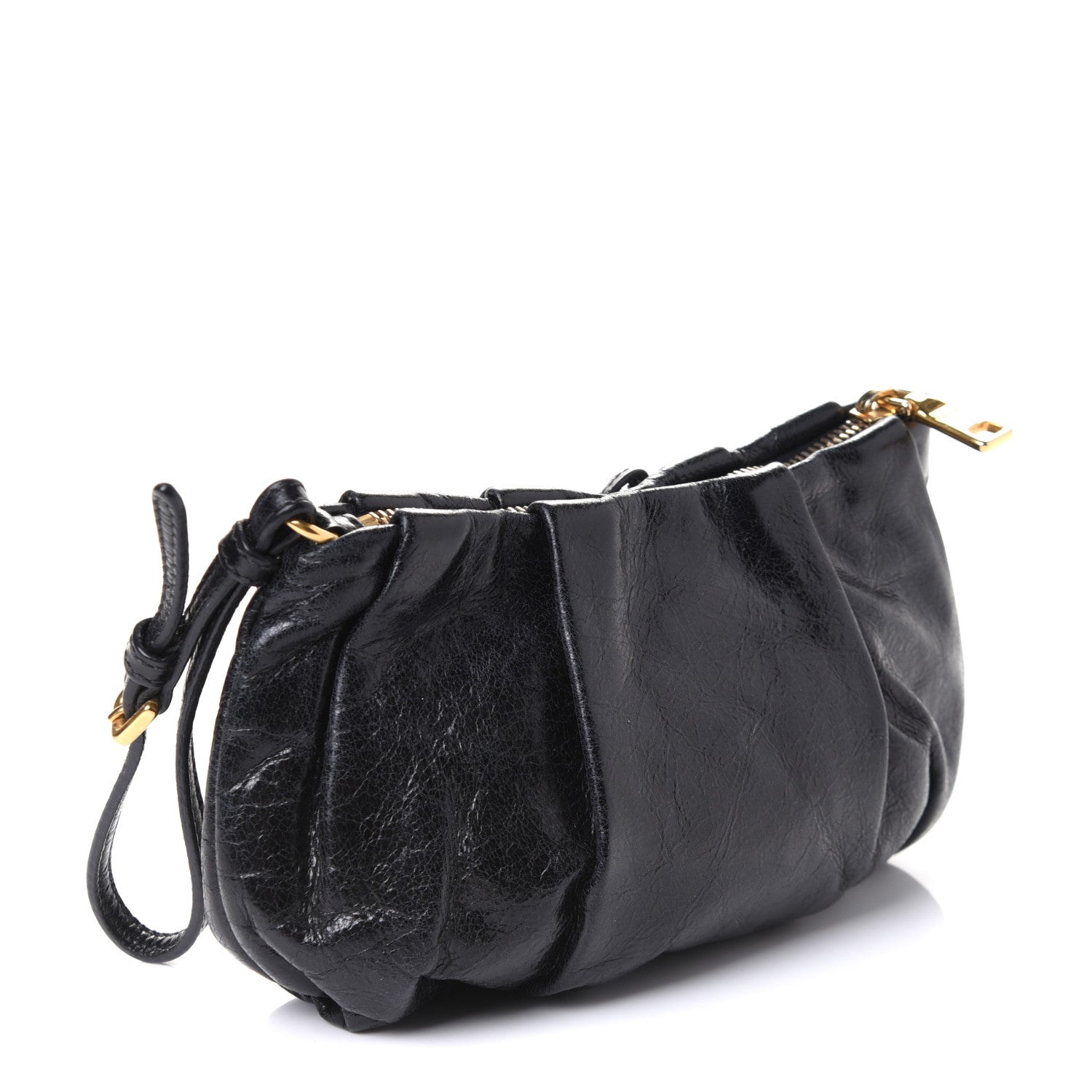 Prada Vitello Shine Mordore Wristlet Clutch Black 4 of 8