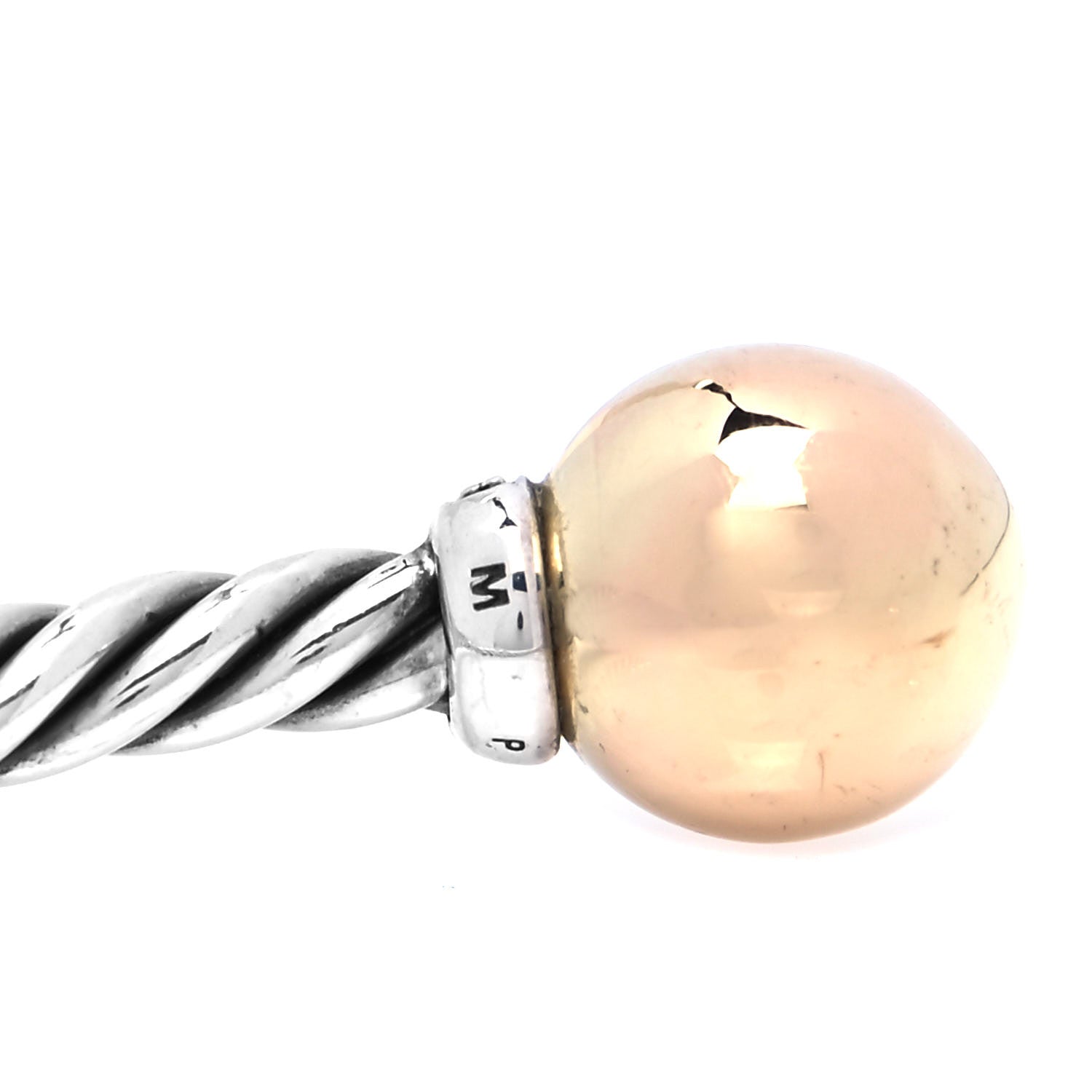 David Yurman Sterling Silver 18K Yellow Gold Diamond 9mm Solari Bead Bracelet 5 of 5