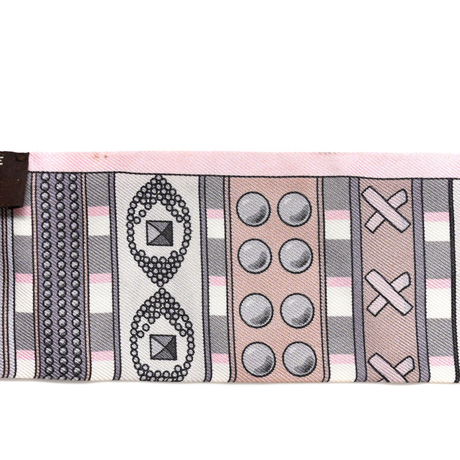 Hermes Silk Colliers de Chiens Twilly Rose Pale Gris Beige 5 of 7