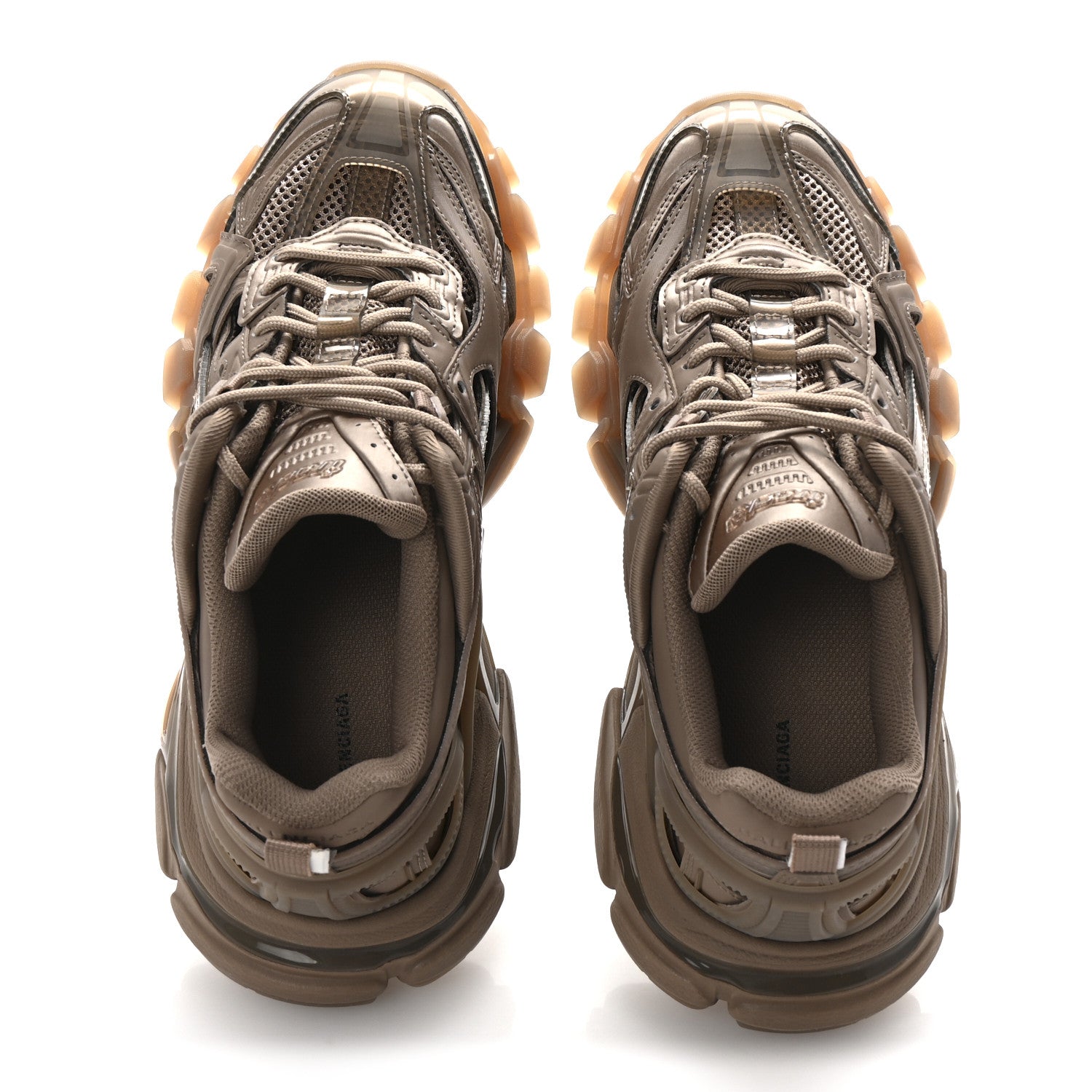 Balenciaga Rubber Mesh Monocolor Clear Sole Womens Track.2 Open Sneakers 39 Dark Beige 2 of 10
