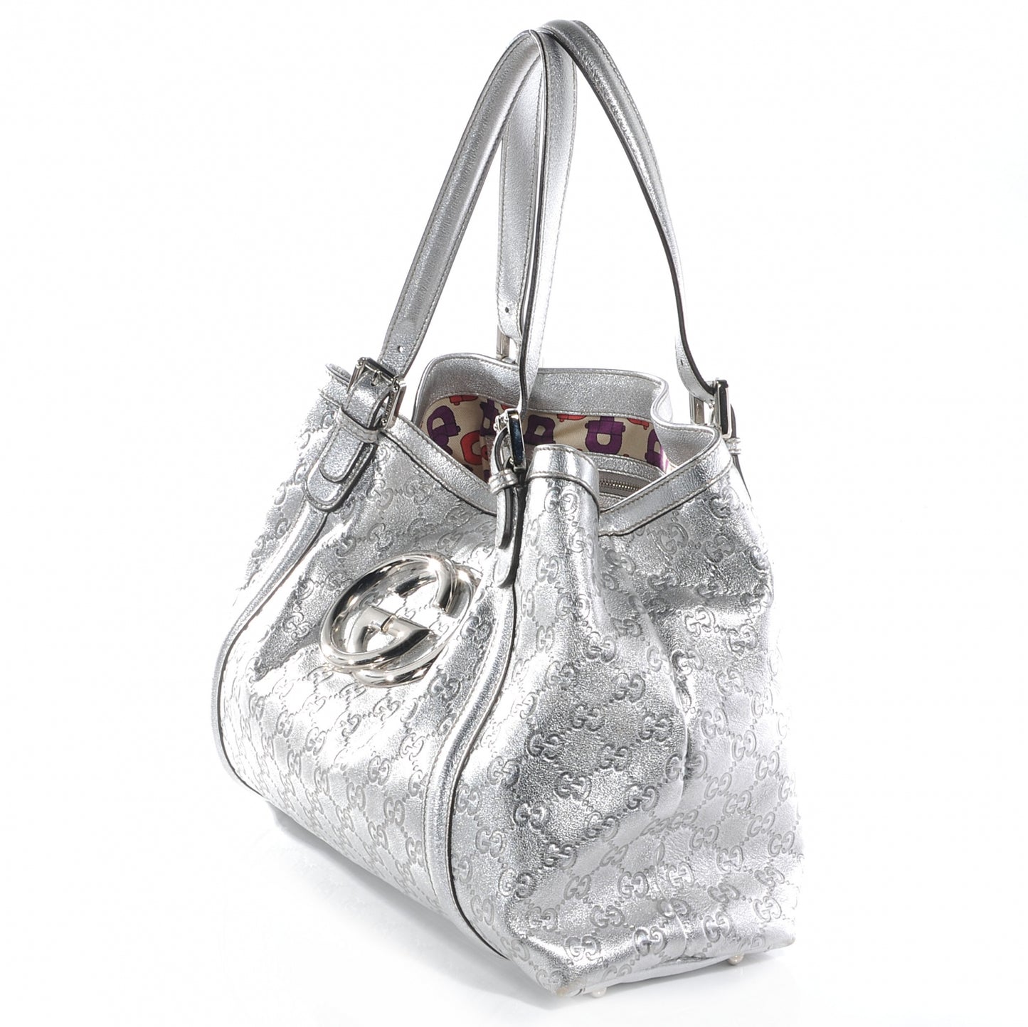 Guccissima Britt Medium Tote Silver