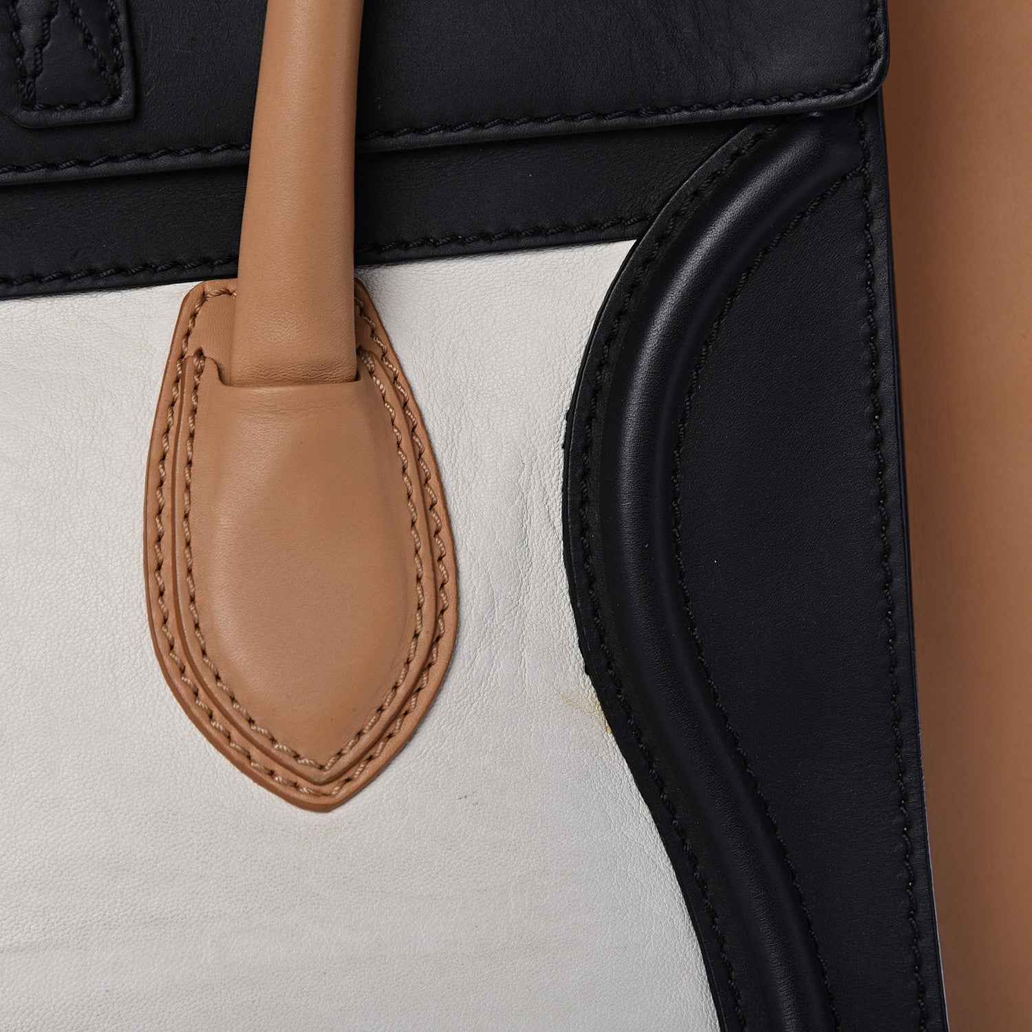 Celine Calfskin Mini Tri-Color Luggage Black Brown White 15 of 24