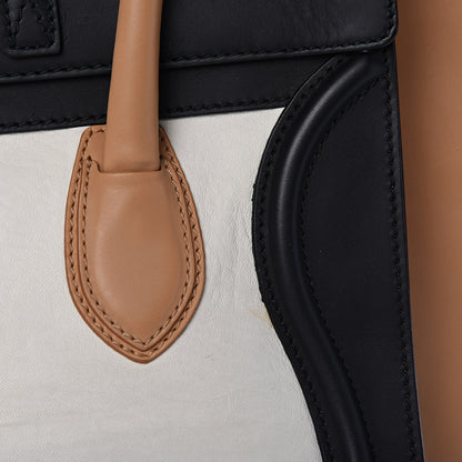 Celine Calfskin Mini Tri-Color Luggage Black Brown White 15 of 24