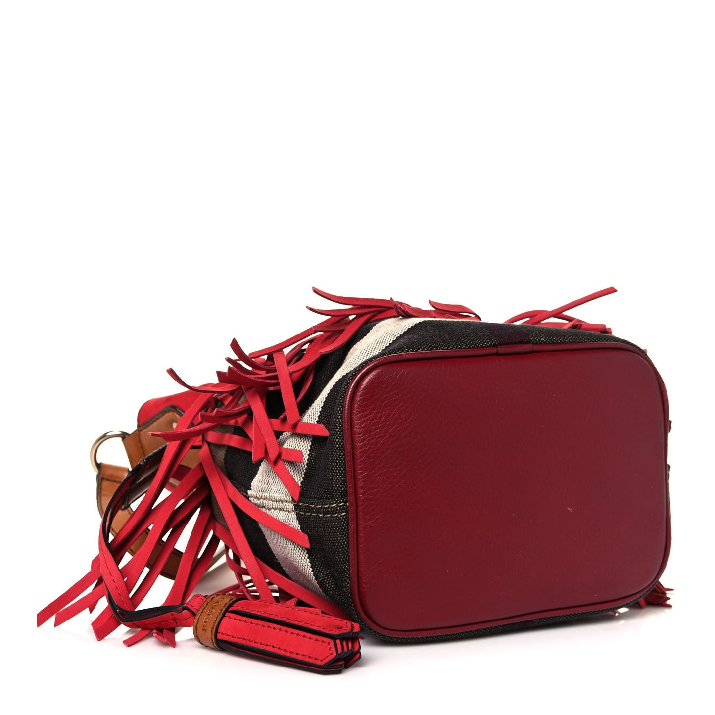 Suede Fringe Small Belgrove Bucket Bag Red