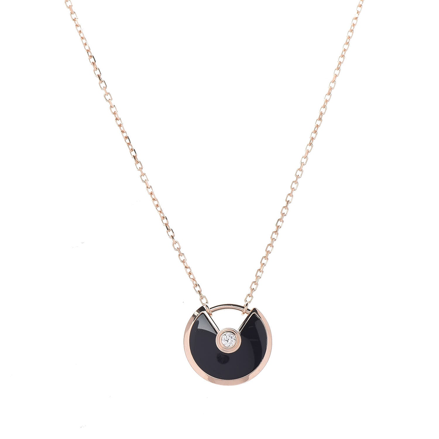 Cartier 18K Pink Gold Diamond Black Onyx XS Amulette de Cartier Pendant Necklace 4 of 7