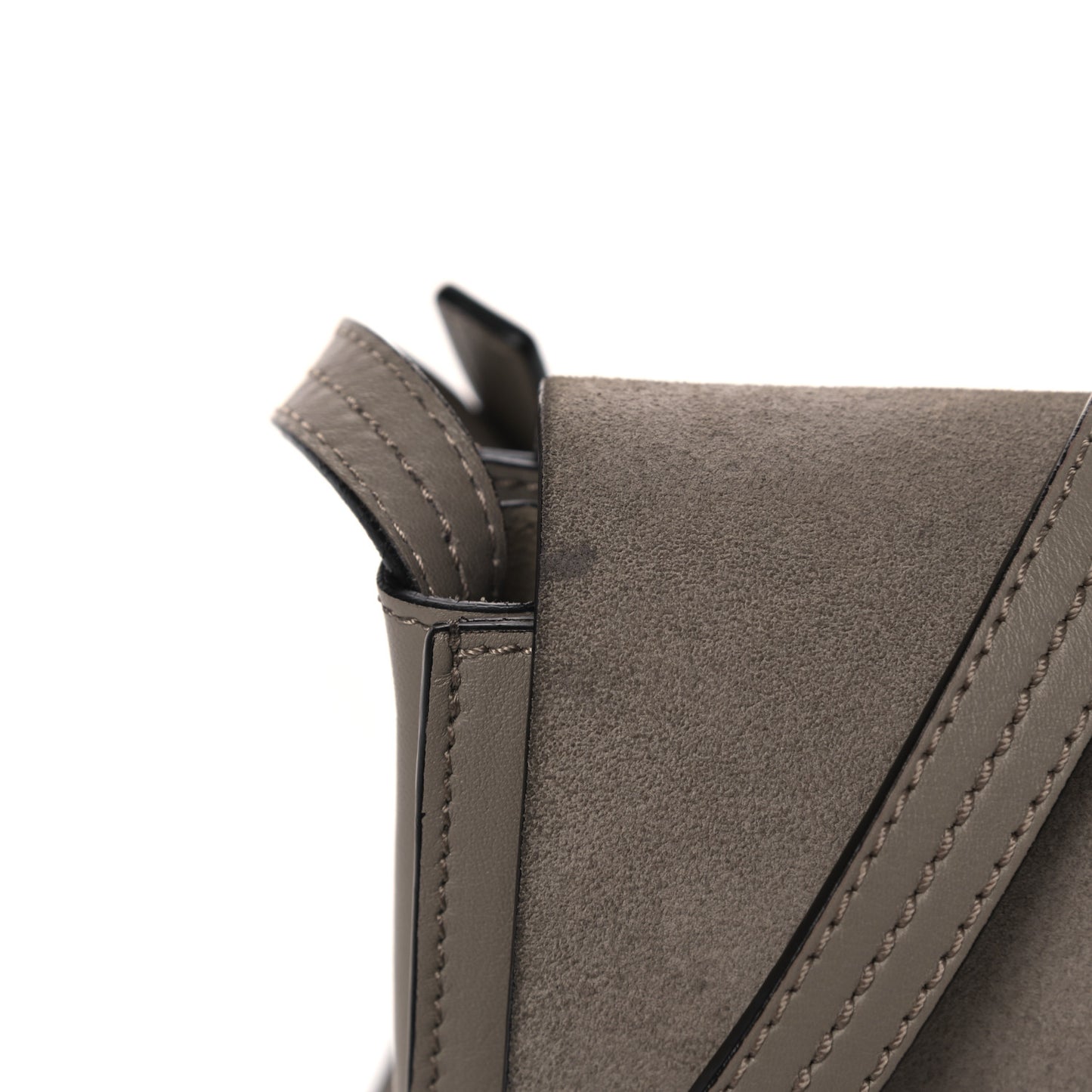 Suede Calfskin Small Faye Shoulder Bag Motty Grey