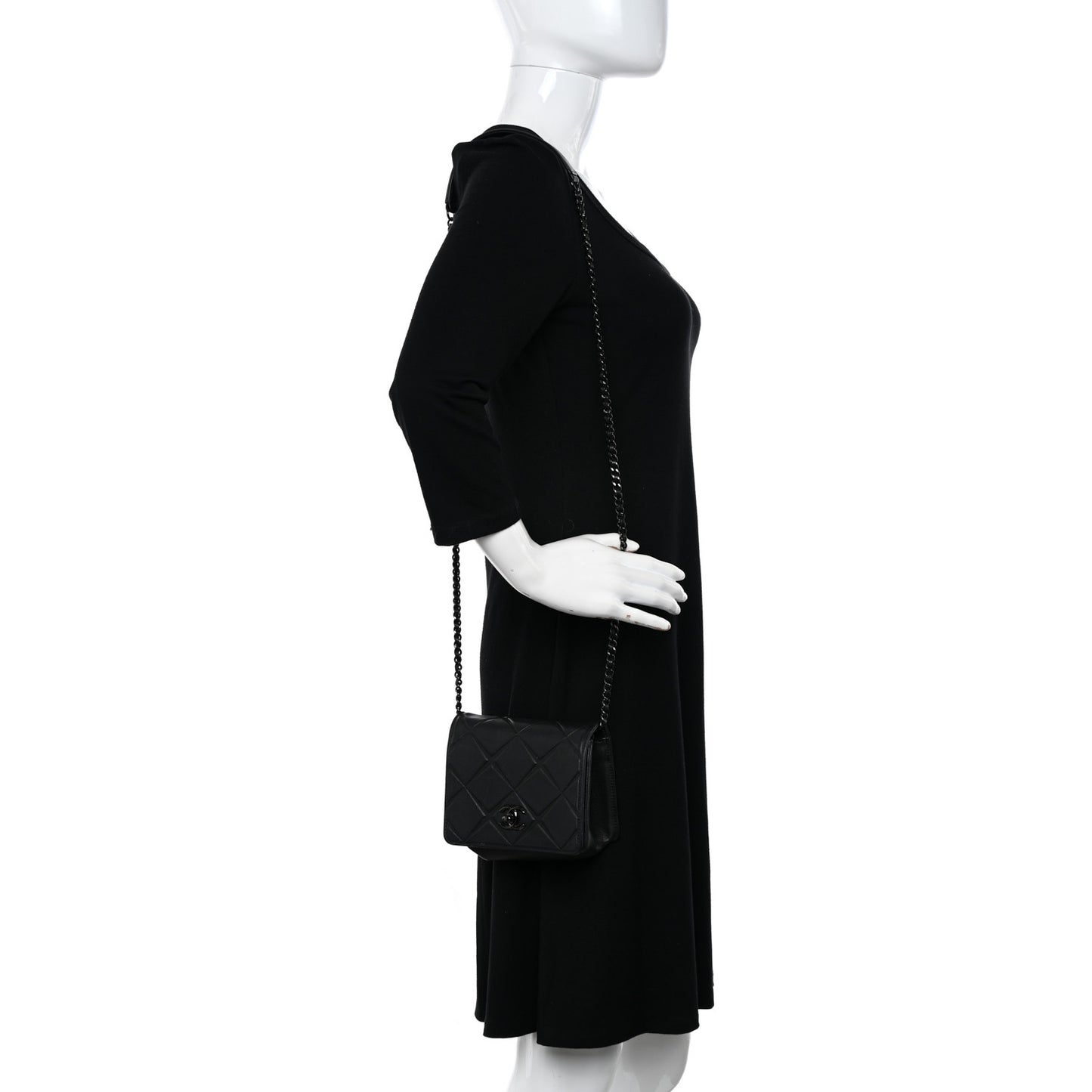 Calfskin Mini Propeller Flap Black