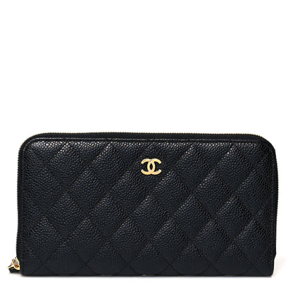 Chanel Caviar Quilted Large Gusset Zip Around Wallet Black 1 of 12