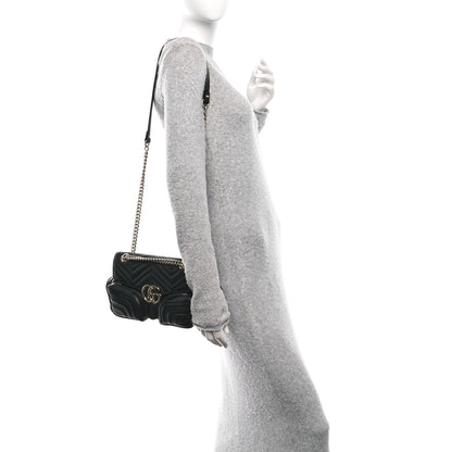 Gucci Calfskin Matelasse Small GG Marmont Multi Pocket Shoulder Bag Black 2 of 10