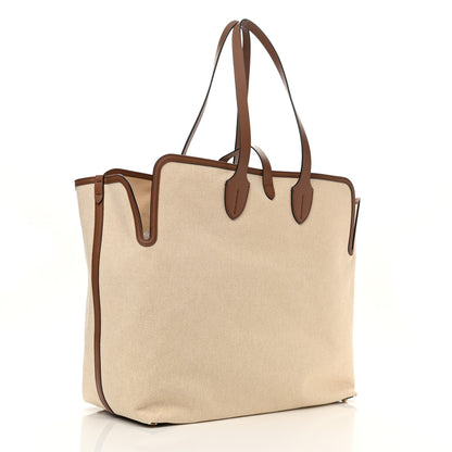 Burberry Cotton Canvas Calfskin Large Soft Belted Tote Bag Natural 4 of 11