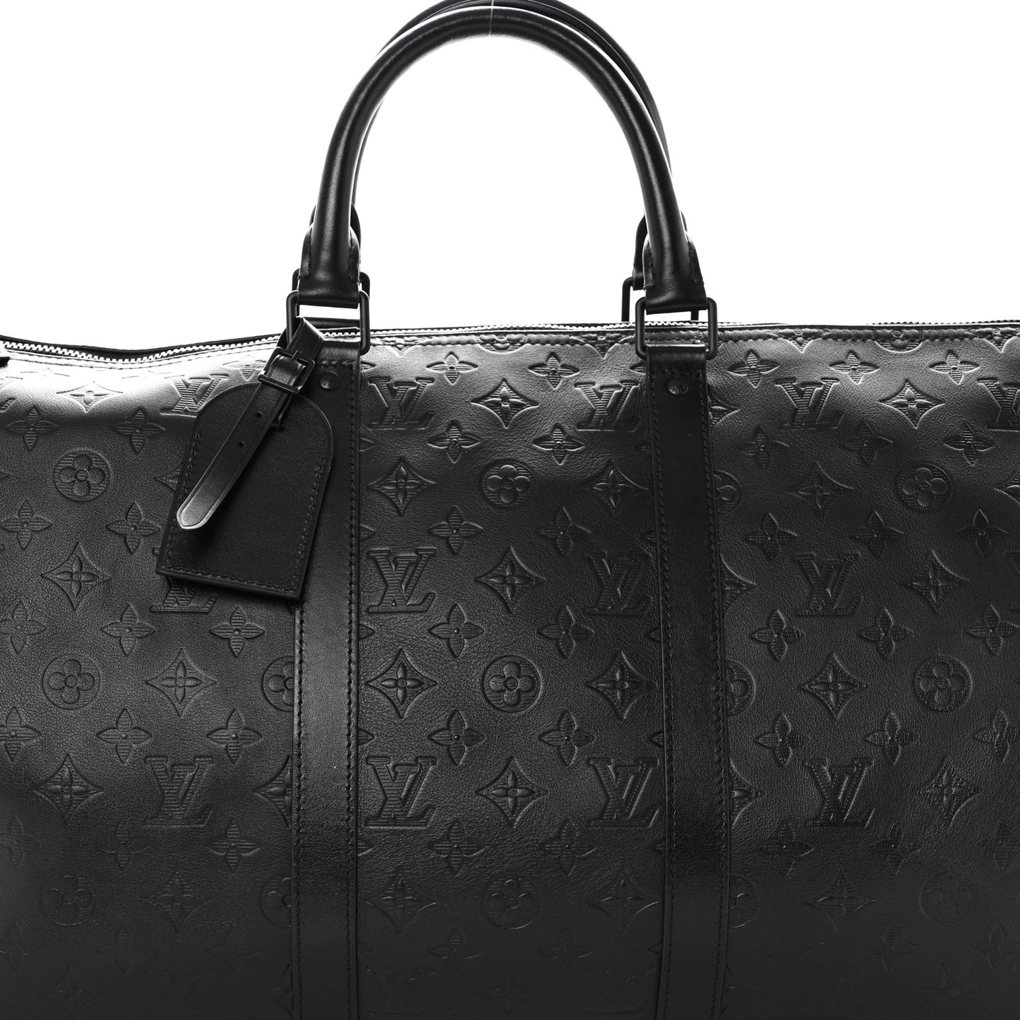 Calfskin Shadow Monogram Keepall Bandouliere 50 Black