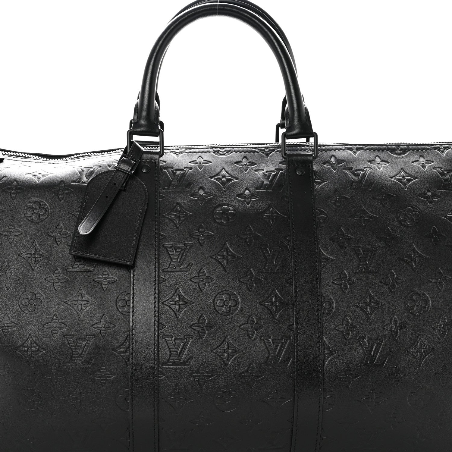 Louis Vuitton Calfskin Shadow Monogram Keepall Bandouliere 50 Black 6 of 8