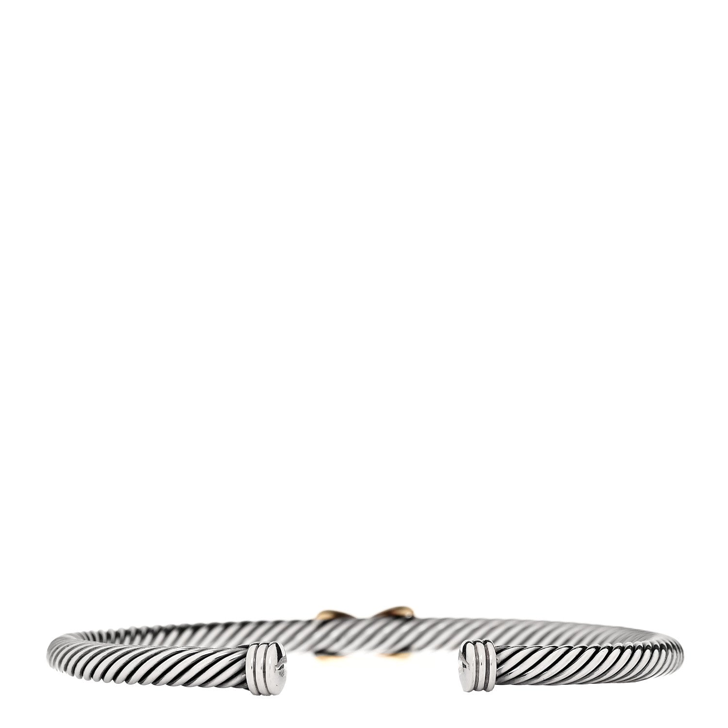 David Yurman Sterling Silver 18K Yellow Gold 4mm X Station Cable Bracelet 3 of 4