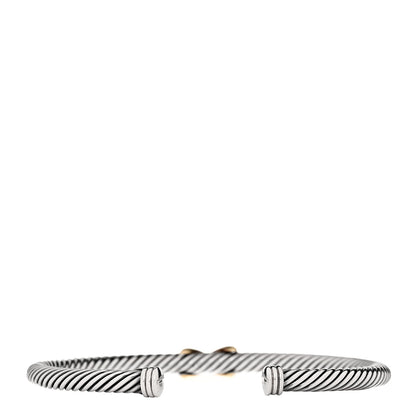 David Yurman Sterling Silver 18K Yellow Gold 4mm X Station Cable Bracelet 3 of 4