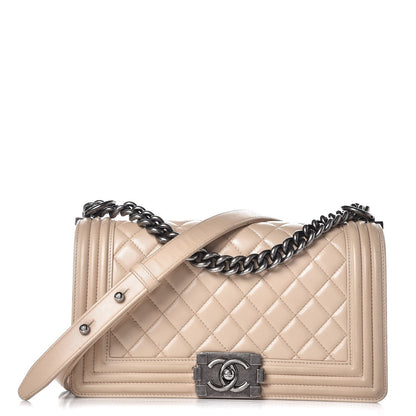 Chanel Lambskin Quilted Medium Boy Flap Beige 1 of 17