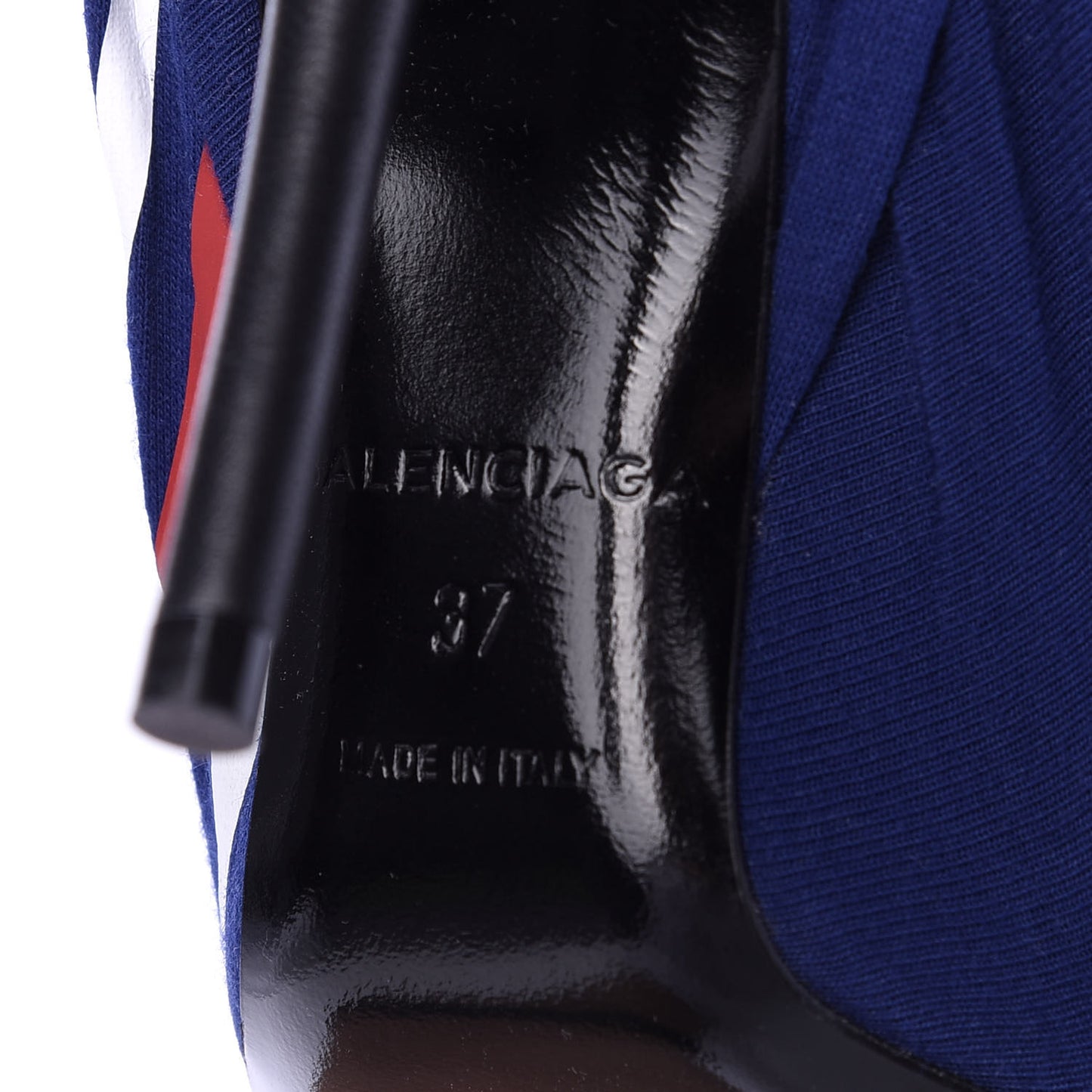 Jersey Crepe Political Campaign Logo Knife 115 Pointed Pumps 37 Blue