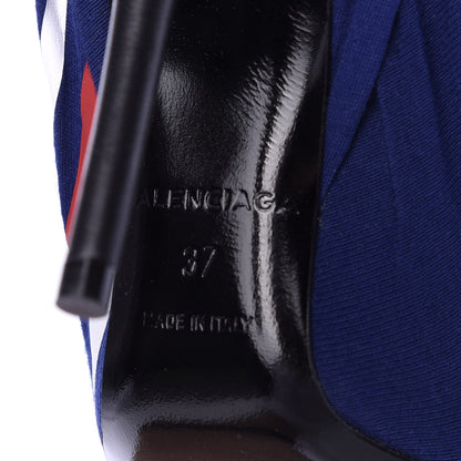 Balenciaga Jersey Crepe Political Campaign Logo Knife 115 Pointed Pumps 37 Blue 8 of 10
